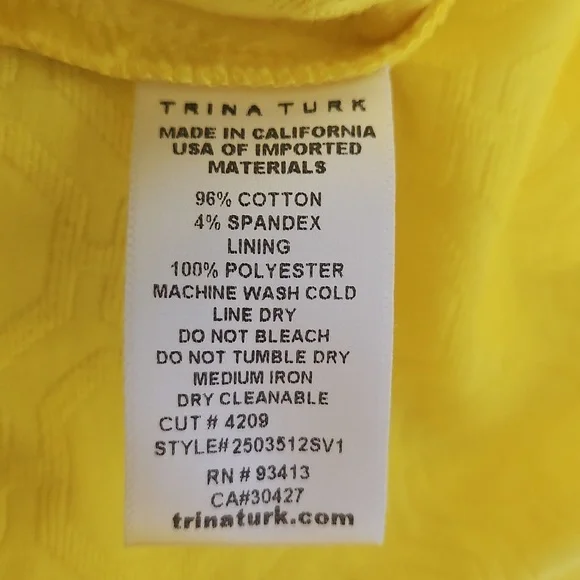 Trina Turk Slim Leg Stretch Cropped Pant: Geo Jacquard Yellow: Size- 10 - Picture 12 of 16